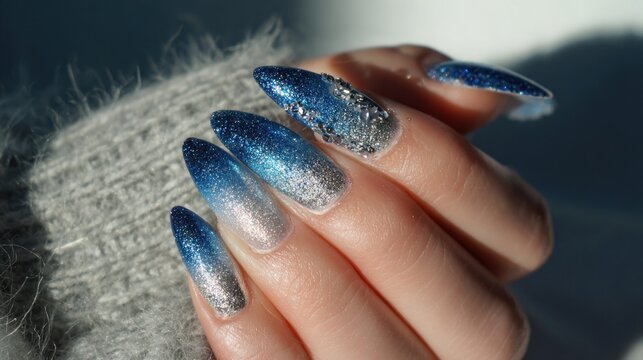 Close-up of decorated nails