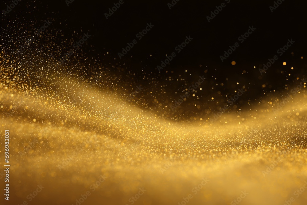 Aufkleber abstract depiction of a golden wave pattern illuminated by a myriad of sparkling particles the gradi