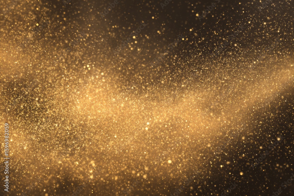 Poster golden shimmering particles float against a dark background creating a dreamy and luxurious effect p