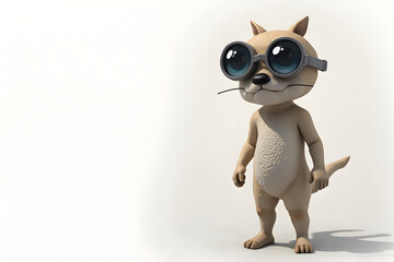 Obraz premium Cartoon Character Wearing Glasses Posing on White Background