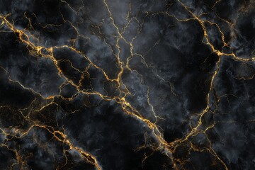 Elegant black marble texture with striking gold veins creating a luxurious and sophisticated natural stone surface A captivating and opulent pattern