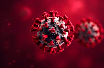 Microscopic view of red-colored Klebsiella pneumoniae bacterium, a pathogenic microorganism responsible for various infectious diseases in humans, including pneumonia, urinary tract infections