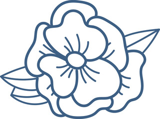 Floral Outline with Leaves