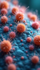 Fototapeta premium Microscopic view of vibrant viruses on a textured surface