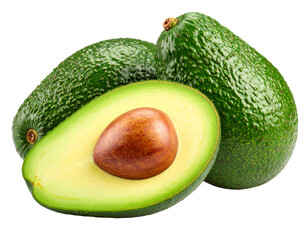 Avocado fruit  isolated on a transparent background.