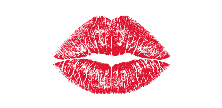 Red lips isolated isolated on a transparent background.