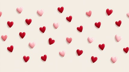 Romantic heart backdrop with scattered red and pink hearts on a soft pastel background, perfect for Valentines designs.