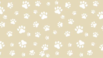 Cute seamless vector pattern featuring white animal paw prints on a subtle light beige background. Perfect for pet shop or nursery themes