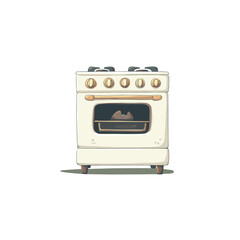 Obraz premium White oven with food illustration flat vector design