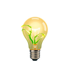 A Glowing Light Bulb Illuminating the Concept of Green Energy and Sustainable Innovation with Growing Plants Inside Representing Renewable Resources. Transparent PNG file