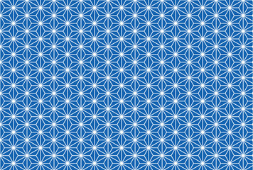 落ち着いた藍色の麻の葉シームレスパターン（ベクター）