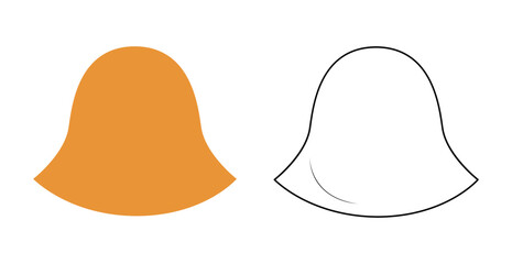 Elevated Hat. Summer Head Fashion accessory cap with floppy narrow brim clothing technical illustration. Vector headgear for Men, women, unisex style, flat template CAD mockup sketch outline isolated