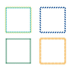 Colorful symbol border. Square frame pattern. Bright fun design.