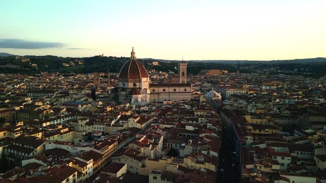The city of Florence at the sunset. 4K, high quality.