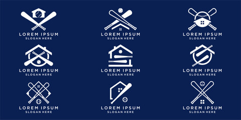  Bundle set softball logo design abstract template