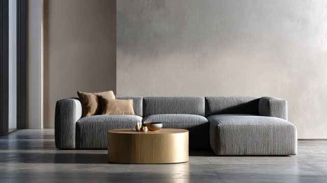 The interior is a modern spacious living room.