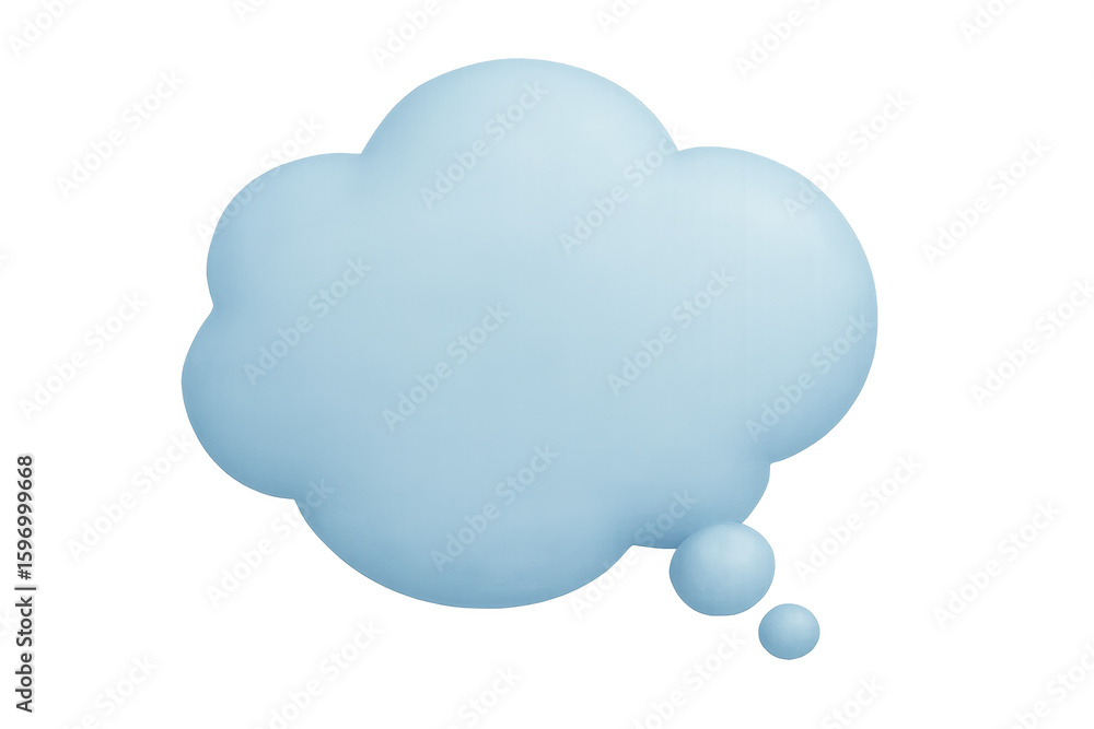 Poster transparent light blue thought bubble floating, representing communication and creative visual messa