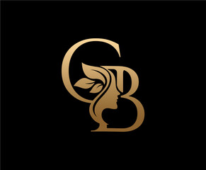 Letter GB Beauty Face Nature Leaf Logo Design