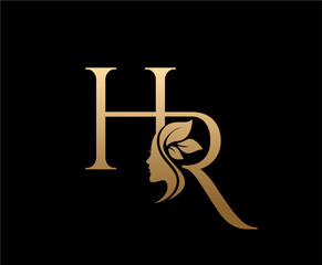Letter HR Beauty Face Nature Leaf Logo Design