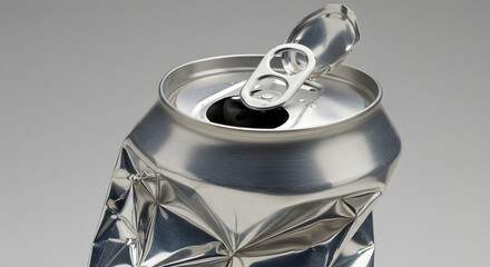 Crumpled Aluminum Can with Open Tab