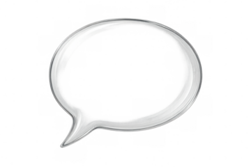 Glossy, transparent speech bubble with a checkered background, ideal for digital design, communication, and creative projects