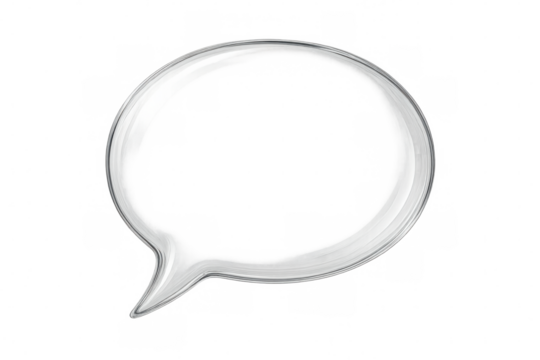 Glossy, transparent speech bubble with a checkered background, ideal for digital design, communication, and creative projects