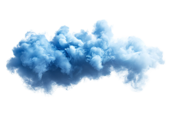 Dense blue cloud formation with swirling patterns, ideal for atmospheric effects and conceptual designs, showcasing texture and depth, suitable for graphic overlays