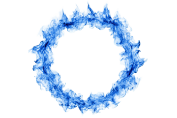 Abstract blue fire ring frame with transparent background for creative designs, perfect for adding a magical touch to any project or using as a unique element in digital art and graphic design