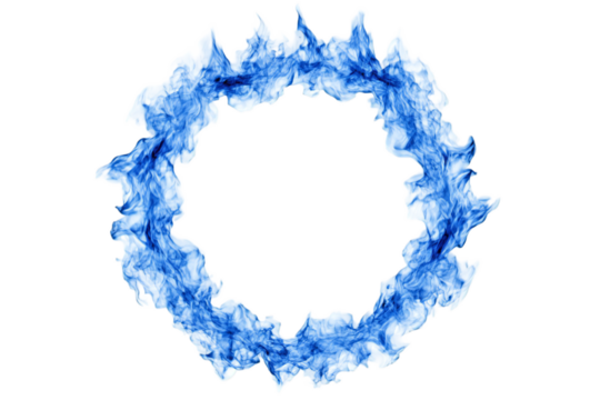 Abstract blue fire ring frame with transparent background for creative designs, perfect for adding a magical touch to any project or using as a unique element in digital art and graphic design - Powered by Adobe
