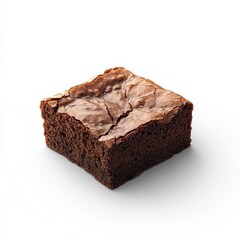 A brownie is sitting on a white background