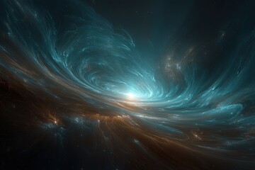 Abstract Spiral Galaxy With Glowing Particles