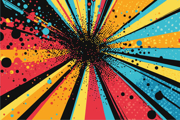 Colorful paint blob cartoon starburst background