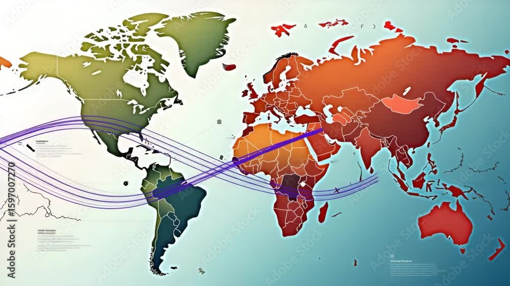 Poster elegant infographics depicting a multipolar world order: visualizing global power centers and cooper