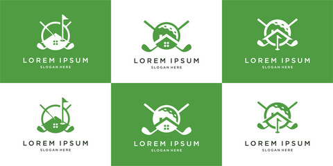 Set of Unique golf logo design vector template