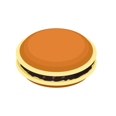 Dorayaki Japanese sweet with red bean filling - flat isometric illustration