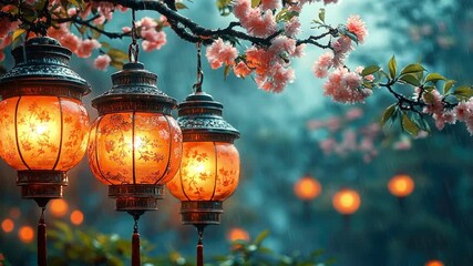 Enchanted Lanterns and Cherry Blossoms - Powered by Adobe