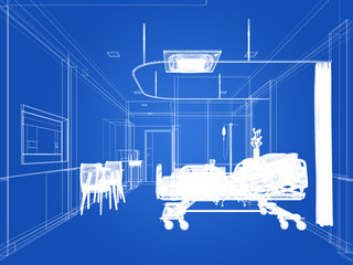 3d rendering of interior hospital  room