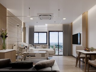3d rendering of interior hospital  room