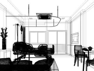 3d rendering of interior hospital  room