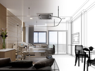3d rendering of interior hospital  room