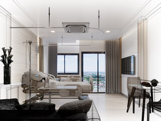 3d rendering of interior hospital  room