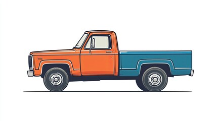 Side view of a vintage pickup truck.