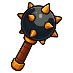 Cartoon Spiked Mace Weapon – Fantasy Game Icon