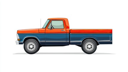 Side view of a vintage pickup truck.