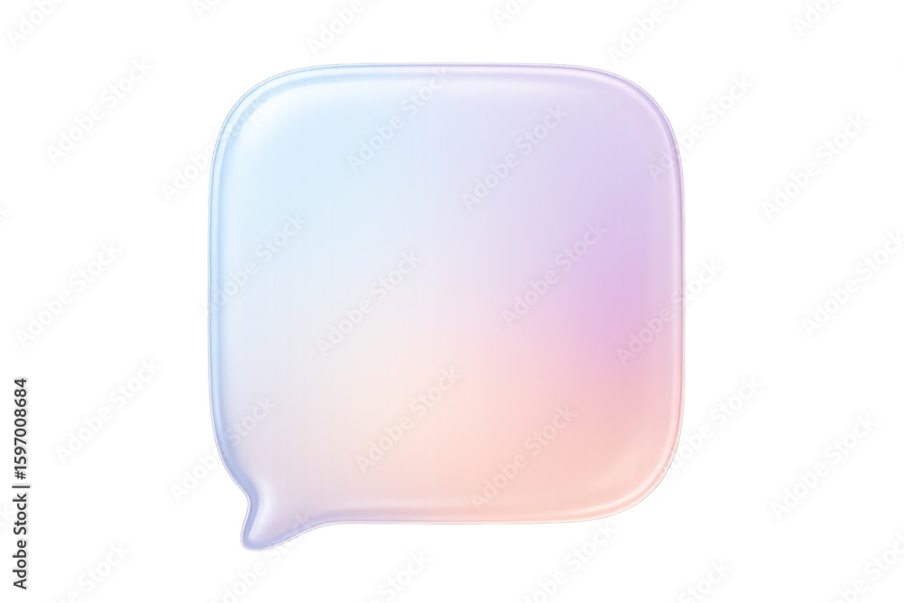 Poster pastel speech bubble hovering against transparent backdrop, ready for custom text or graphic design 