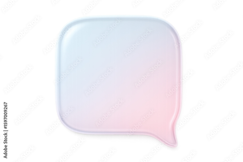Poster gradient speech bubble blending soft blue and pink hues, symbolizing digital communication against t