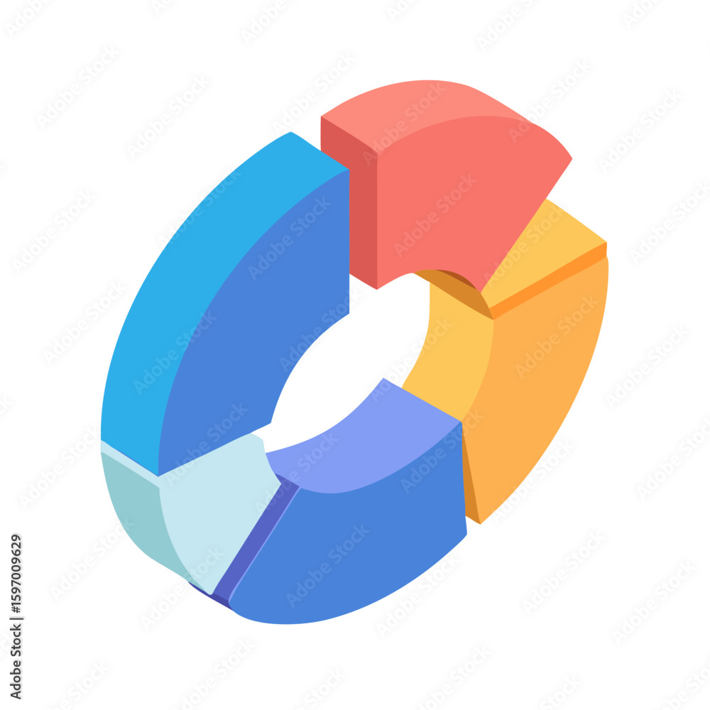 Aufkleber a colorful 3d isometric pie chart representing business growth and data analysis