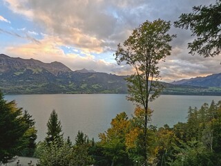 Lake Thun located near Lauterbrunnen, Switzerland.