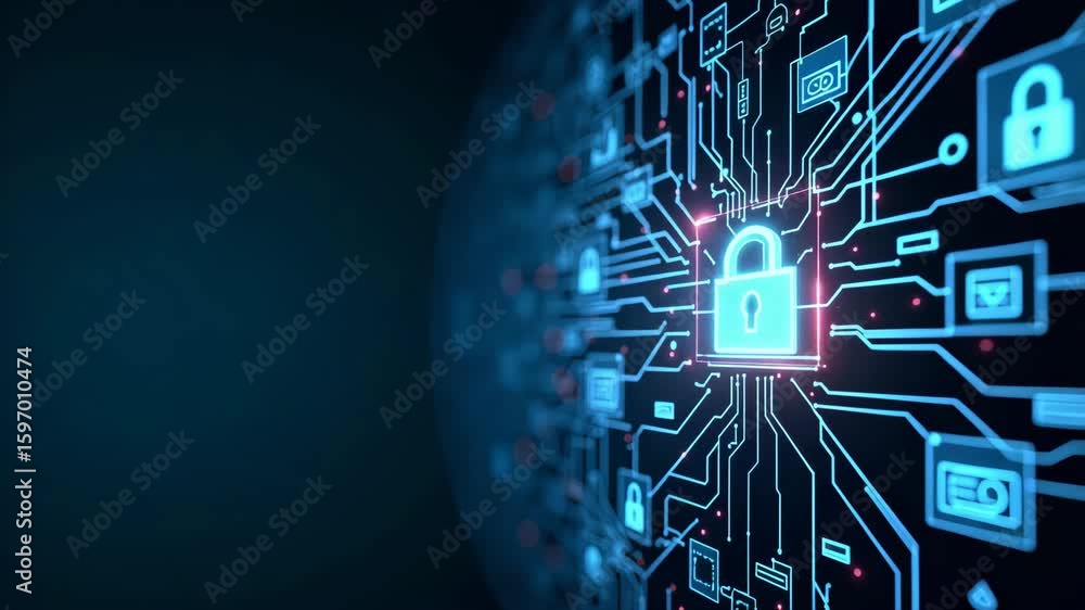 Poster high resolution visual of cybersecurity threats: advanced digital interfaces, real-time threat analy