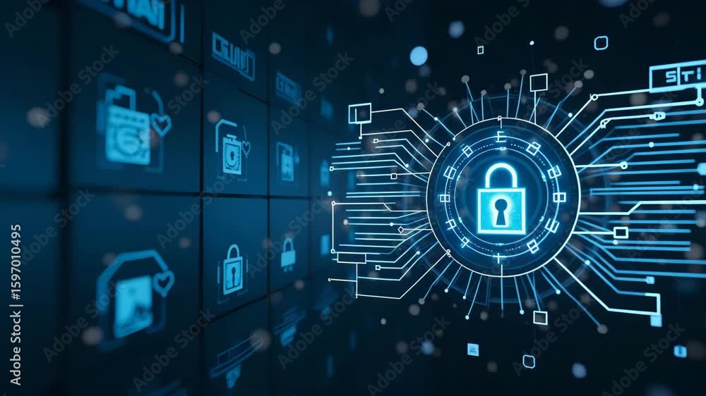 Poster high-resolution visual of cybersecurity threats: advanced digital interfaces, real-time threat analy